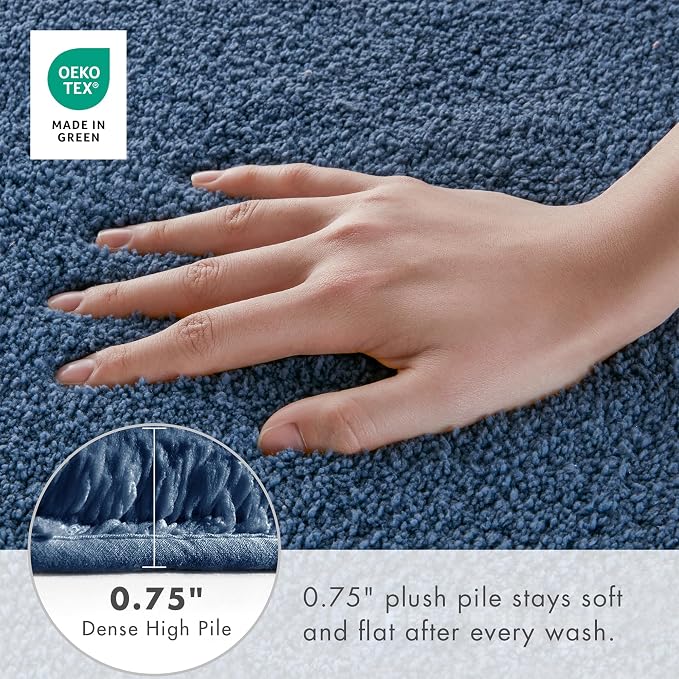 Madison Park Signature Marshmallow Bathroom Rug Non Slip, Luxrurious Plush Bath Mat, Absorbent, Quick Dry, Spa Design Bath Room Décor, 20x24, Navy