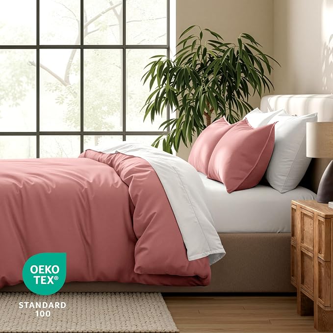 Bare Home Bedding Duvet Cover California King Size - Premium 1800 Super Soft Collection - Lightweight, Cooling - Soft Breathable Bedding Duvet Cover (Cal King, Dusty Rose)