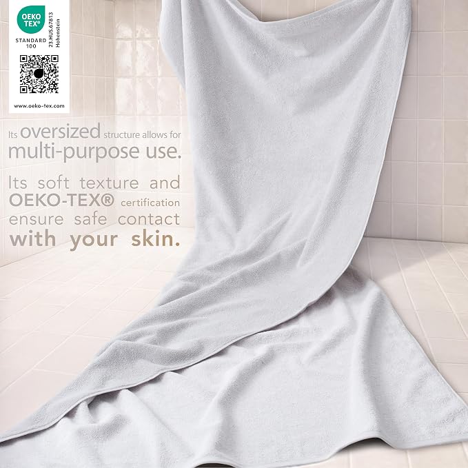 Cotton Paradise 100% Cotton Turkish Towel, Soft Absorbent Quick Dry, 40x80 Oversized Bath Sheet Towel, Silver Grey