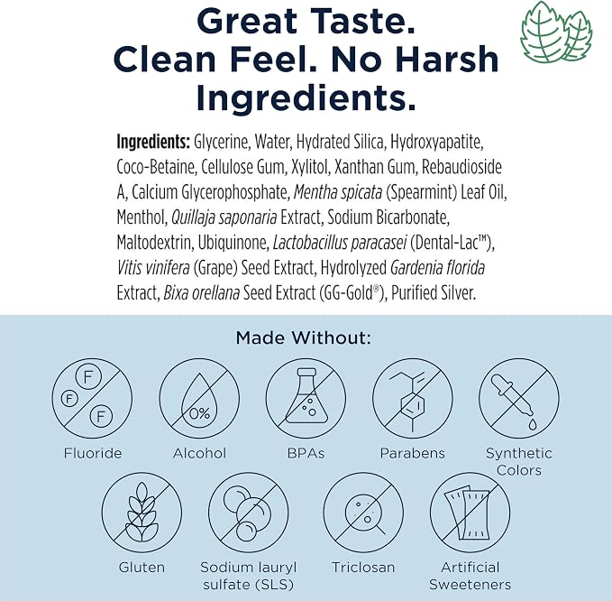 Designs for Health PerioBiotic Silver Hydroxyapatite Toothpaste - Travel Size Fluoride Free Toothpaste with Oral Probiotics with Whitening Hydroxyapatite - Supports Remineralization (2 Pack, 1oz)