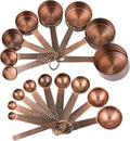 Copper Measuring Cups and Spoons Set, Stainless Steel Measuring Cups Spoons, Metal Metric & US 8 Measure Cup, 9 Kicthen Measure Spoons & Leveler for Baking & Kitchen