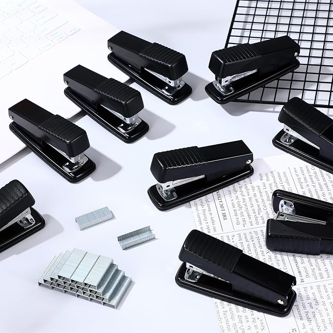 AmazingSpark 12 Pack Staplers for Desk with 12000 Staples Office Stapler Bulk 30 Sheet Capacity Metal Non-Slip Stapling Machine Heavy Duty for School Office