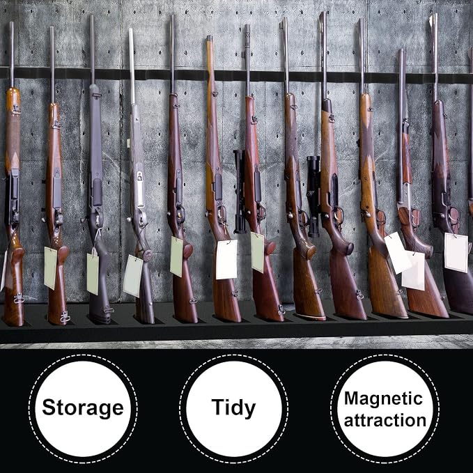 Geelin 2 Set Foam Gun Rack Gun Safe Accessory Universal Gun Safe Organizer with Magnetic Strip and Holder for Butt Stocks Shotgun Rifle Rack Rifle Rest Holder for Metal Gun Storage Gun Cabinet Gifts