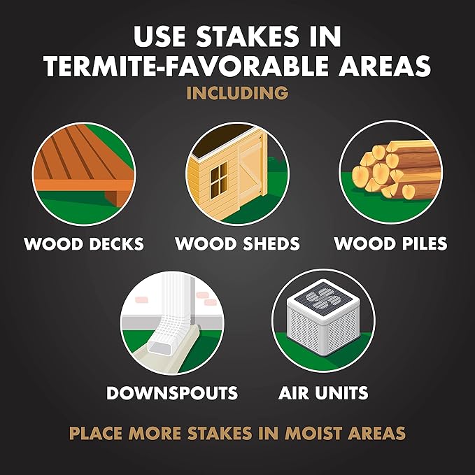 Spectracide Terminate Termite Detection & Killing Stakes2, 5 Count, Replacement Stakes With Pop-up Indicators Detect Termite Activity And Kill Foraging Termites Replacement Stakes, 8 Pack