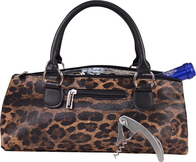 Wine Clutch Bag (Thermal Insulated) Trendy Women’s Carry Tote | Holds Red & White 750mL Bottles | Trendy Fashion | Incl. Portable Waiter-Style Corkscrew (Cougar)