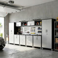 10-Piece Heavy Duty Steel Garage Cabinet System | All-in-One Modular Garage Cabinet Set for Ultimate Workshop Organization | Easy Assembly Garage Storage Cabinets & Tool Bench