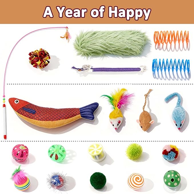 Cat Tunnel Bed with 20 Cat Toys, Collapsible Play Tunnel for Indoor Cats, Kitten Toys for Indoor Kittens, Octopus Shaped