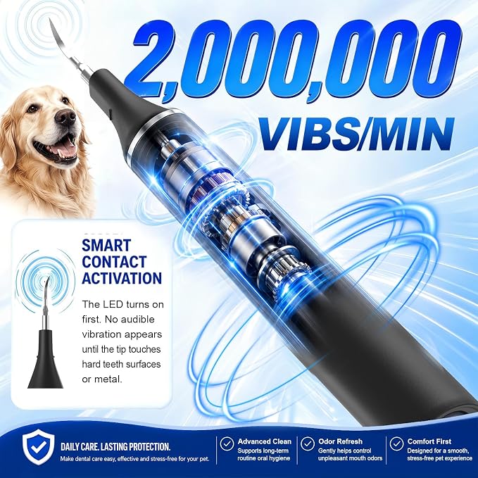 Vtiisamao Plaque Remover for Teeth, Electric Pet Teeth Cleaning Kit with LED Light & 5 Adjustable Modes, Professional Dental Tools for Tartar and Stains Removal, Suitable for Dogs and Cats