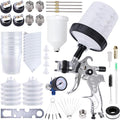 HVLP Spray Gun with Disposable Paint Cups Kit for Car Painting | 10 Disposable 600ml Paint Cups, 4 Nozzles (1.4/1.7/2.0/2.5mm) For Automotive Primer, Basecoat, Clear Coat And Diy Projects.