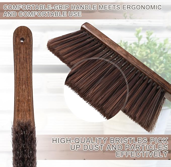SiliFine 4 Pcs Dustpan and Brush Set 12" Heavy Duty Metal Dust Pan with Handle Brush Set Hand Mini Dust Pan Small Broom and Dustpan for Kitchen Cleaning Car Sofa Desk Home Keyboard Desk Pet