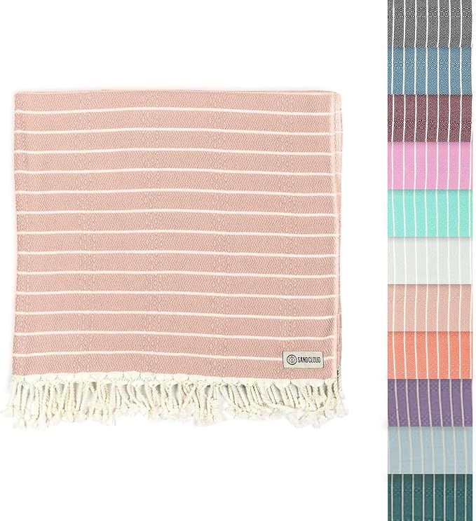 Sand Cloud Turkish Beach Towel - Sand Resistant & Quick Dry Towel | 100% Certified Organic Turkish Towel - Bath Towel or Beach Blanket for Picnic - As Seen on Shark Tank - Gocek (Beige)