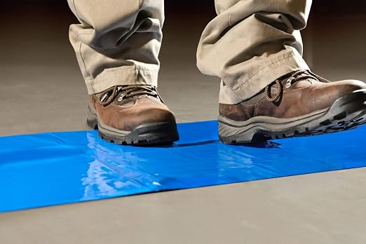 Professional Grade Sticky Floor Protection Mats [ Blue Tacky Adhesive Film] Removes Dust, Dirt & Small Debris from Shoes or Boots | Pack of 4 Pads, 30 Sheets per Pad (24" x 30" inches)