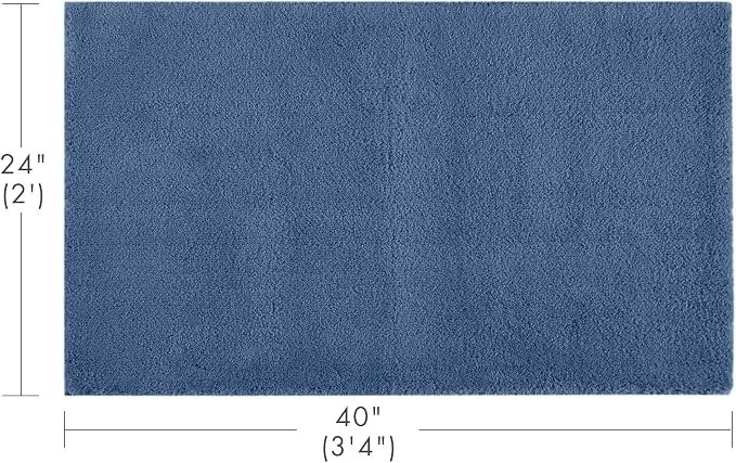 Madison Park Signature Marshmallow Bathroom Rug Non Slip, Luxrurious Plush Bath Mat, Absorbent, Quick Dry, Spa Design Bath Room Décor, 24x40, Navy
