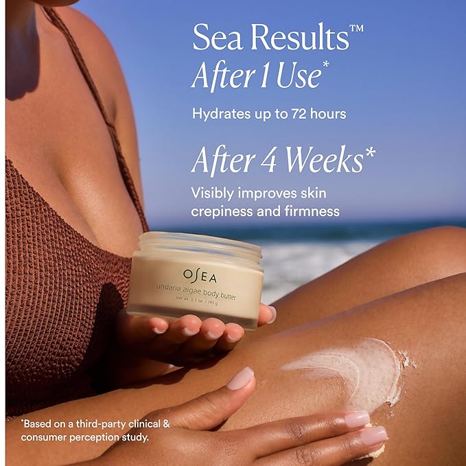 OSEA Undaria Algae™ Body Butter 6.7 oz - For Dry Skin - Ultra Hydrating Whipped Shea Butter + Ceramides - Vegan Skincare & Clean Bodycare - Thick Body Cream - For Extremely Dry Crepey Skin (Pack of 2)