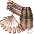 Measuring Cups and Spoons Set, Copper Measuring Cups and Spoons Set 17, Stainless Steel Metal 7 Measuring Cups and 9 Measuring Spoons with 1 Leveler for Kitchen & Baking