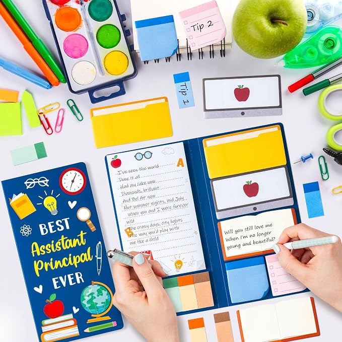 Xqumoi 2 Pack Best Assistant Principal Sticky Note for School Office Supply | School Assistant Principal Self-Stick Note, Teacher Appreciation Gift, Writing Memo Pad, Back to School Office Supplies