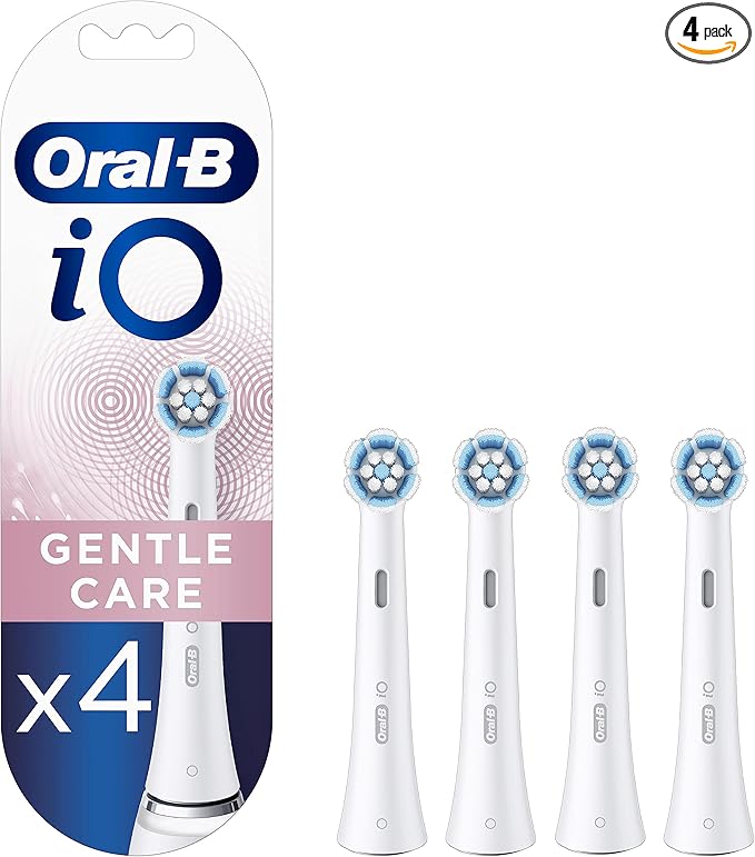 Oral-B iO Gentle Care Replacement Toothbrush Heads, Soft Bristles, 4 Count, Compatible with Oral-B iO