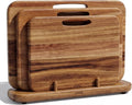 SMIRLY Cutting Boards for Kitchen - 3 Piece Acacia Cutting Board with Stand | Double-Sided Wood Cutting Board, Wooden Cutting Boards Non Toxic for Meat Vegetable Fruit, Food-Grade