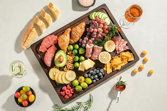 Walnut Cutting Boards For Kitchen, End Grain Wooden Cutting Board | 17” X 13”X 1” Chopping Board Double Sided with Handle, Charcuterie Boards For Meal Prep & Serving with Gift Box