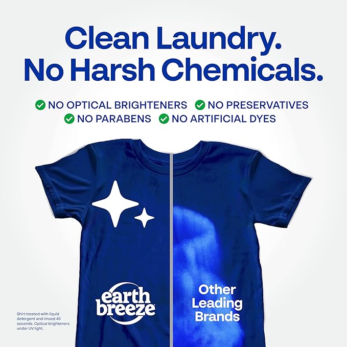 Earth Breeze Laundry Detergent Sheets Calming Lavender - 60 Loads - Eco Laundry Sheets - Travel Laundry Soap Sheets for Hot & Cold Cycles - Tackles Tough Stains & Odors - Gentle on Skin, 30 Ct
