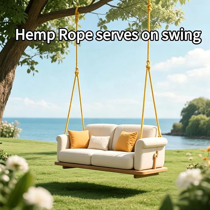 Natural Jute Rope, 1 Inch x 100 FT, 4-Strand Twisted Heavy Duty Hemp Rope for Porch Swing, Tug of War, Landscaping, Crafts and Nautical Decor