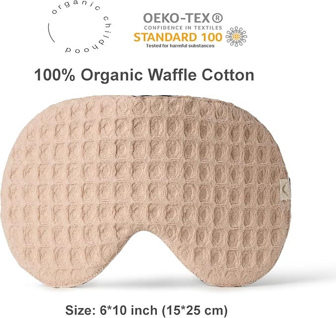 2-Pack Cotton Eye Sleep Mask Oversized for Sleeping • Organic Oeko-TEX Standard • Blackout Eye Shade Cover • Breathable Travel Meditation Essential • Gift idea Woman Man (Poudre+Ivory)