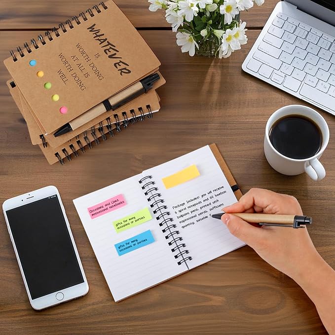 ERUW 40 Pcs Employee Appreciation Gifts Bulk - 20 Sets Inspirational Spiral Notebook Office/Students Team Journal Thank You Gifts Lined Pocket Notepad,Note Books for Nurse Teacher Coworker Volunteer