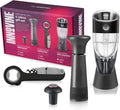 Innovine Red Wine Pro 4-Piece Wine Tool Gift Set – Adjustable Wine Aerator with Stand, Double-Hinged Corkscrew & Vacuum Wine Saver with Stopper – Complete Red Wine Opening, Aeration & Preservation Kit