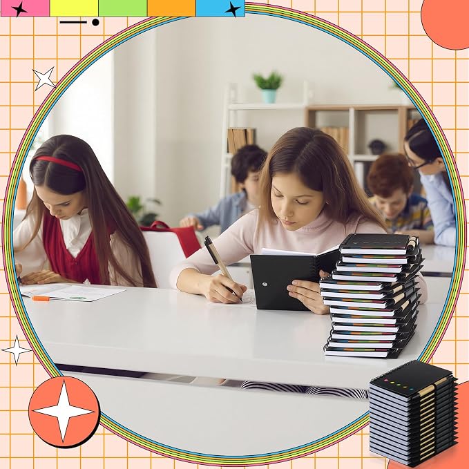 Qilery 150 Pack Lined Spiral Notebook Small Notepad and Pen Set Steno Pads Lined Notepad Black Pocket Notebook for Business Office Supplies
