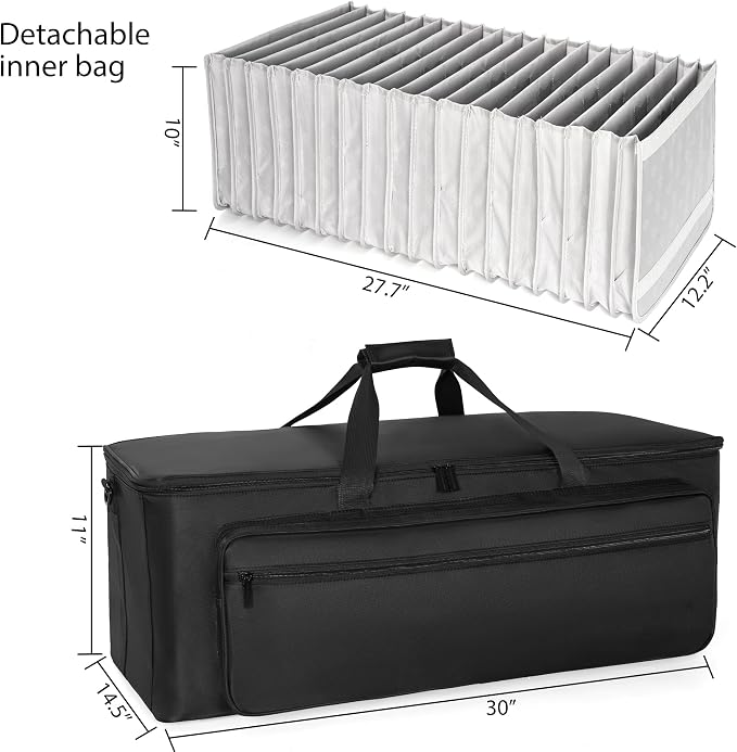 AKOZLIN Extra Large Travel Gig Band Cable File Bag With Separate Bags,DJ Cord Organizer Case for Laptop,DJ Gear,Sound Instrument and Musician Accessories 30"x11"x14.5"
