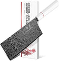 DRGSKL Damascus Meat Cleaver Knife - VG10 Butcher Knife for Meat Cutting | Japanese VG10 Core, Black Anti-corrosion Coating, Damascus Blade, G10 Handle, Gift Box, Wet Edge Grinding Technology