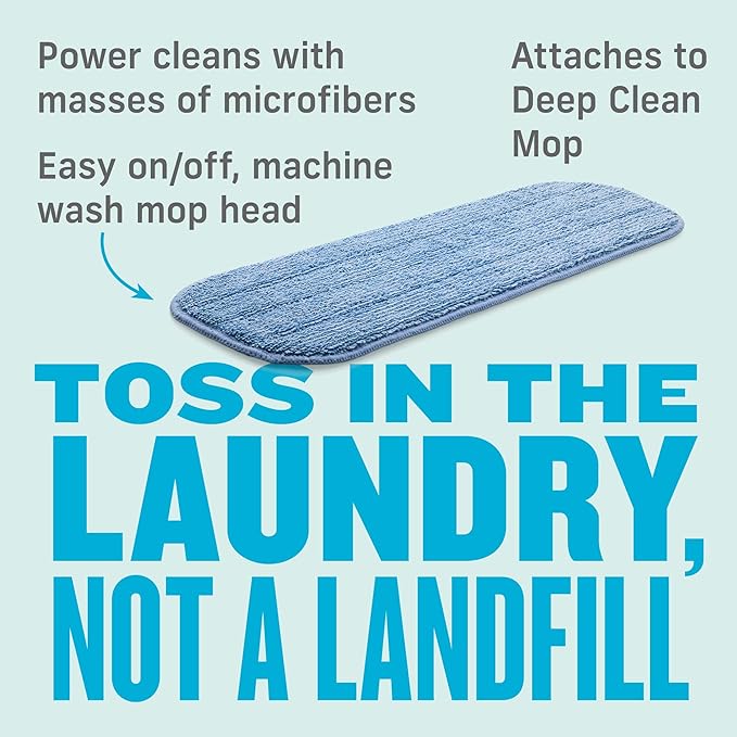 E-Cloth Deep Clean Mop Head Replacement - Microfiber Mop Pads, Reusable Washable Pads for Wet Floor Cleaning, Hardwood, Tile, Laminate & Stone, 100 Washes - 2 Pack