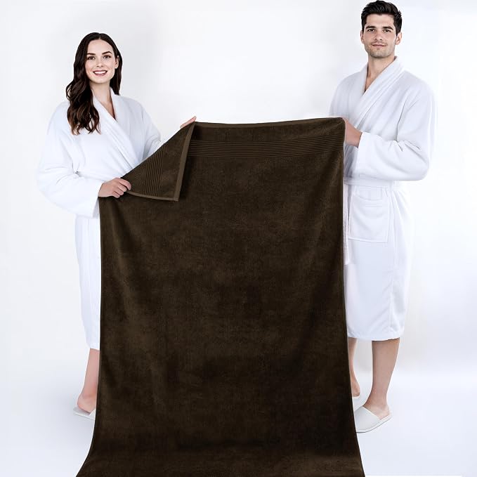 Cotton Paradise 100% Cotton Turkish Towel Set, Soft Absorbent Quick Dry, 2 Piece 35x70 Bath Sheet Set, Chocolate Brown