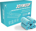 JOYMOOP Microfiber Replacement Mop Pads for Flat Mop System, 13" Mop Head Refills Compatible with JOYMOOP Mop and Bucket Set, 4-Pack, Grey and Cyan Blue