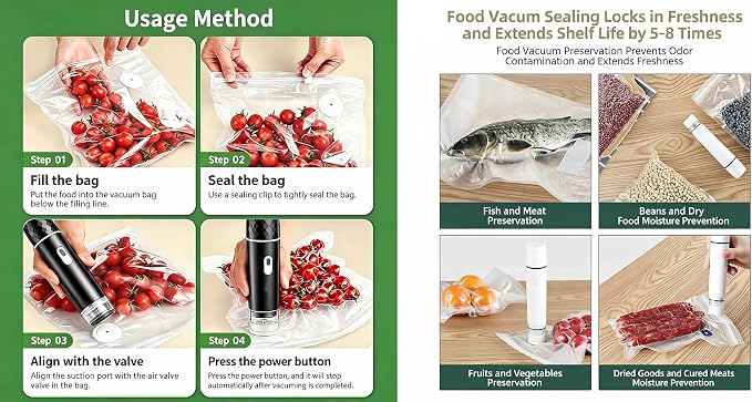 Vacuum Sealer Machine for Food with 36 BPA-Free Reusable Vacuum Sealer Food Storage Bags, Freezer, Microwave – Odor-Resistant, Leak-Proof (36PCS bags + Vacuum sealer White)