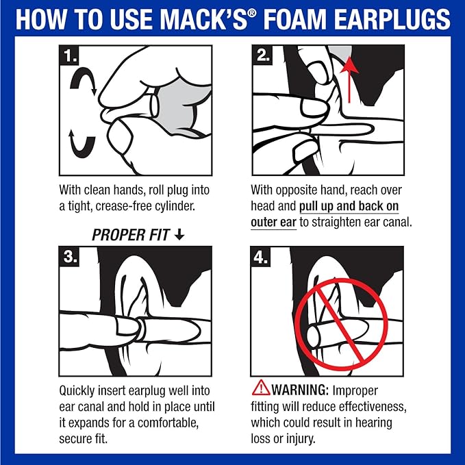 Mack's Ultra Soft Foam Earplugs, 100 Pair - 33dB Highest NRR, Comfortable Ear Plugs for Sleeping, Snoring, Travel, Concerts, Studying and Loud Noise | Made in USA