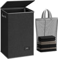 SOLEDI Laundry Hamper with Lid 90L Large & Tall Collapsible Laundry Basket, Clothes Hamper with Bag Removable Easy to Carry, Dirty Hampers for Bedroom, Bathroom, Dorm, College, Dark Grey
