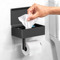 Day Moon™ - Toilet Paper Holder with Shelf - Modern Roll Holder for Bathroom - 1 Pack - Wall Mount - with Storage, Black