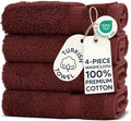 Chakir Turkish Linens 4 Piece Washcloth Set, 100% Cotton Luxury Turkish Washcloths for Bathroom, Soft Absorbent Washcloths, 13 x 13 Inches, Cranberry