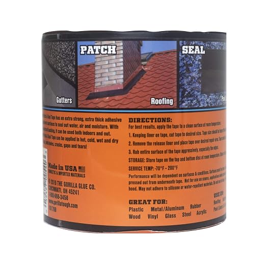Gorilla Waterproof Patch & Seal Tape,Black Tape,4" x 10' - Permanent Weather Resistant Seal for Leaks and Repairs,(Pack of 16)