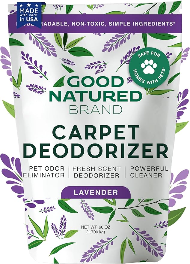 Good Natured Brand | Carpet Deodorizer & Freshener Powder | 60 oz Pet Odor Eliminator for Strong Odor & Pet Urine | Fresh Natural Lavender | Safe for Homes with Pets