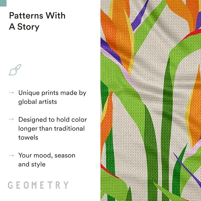 GEOMETRY Spring Kitchen Towels - Quick Dry Microfiber Cloth Spring & Summer Dish Towels for Kitchen Drying - Premium Quick Dry Towel - Paradise Blooming, 18" x 30" - 1-Pack