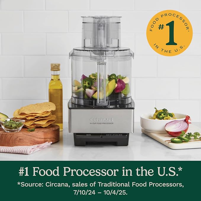 Cuisinart Food Processor, 14-Cup Vegetable Food Chopper for Mincing, Dicing, Shredding, Puree & Kneading Dough, 720-Watt Motor, Stainless Steel, DFP-14BCNY | Mince, dice & shred with this stainless steel food processor, including 1 blade, 2 discs & dis...