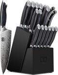 SHAN ZU 16 Pieces Knife Set, Knife Block Set in Powder Steel, Ultra Sharp Kitchen Knives Set, High Hardness Japanese Knife Set with Ergonomic Pakkawood Handle, Chef Knives Set for Kitchen Cooking