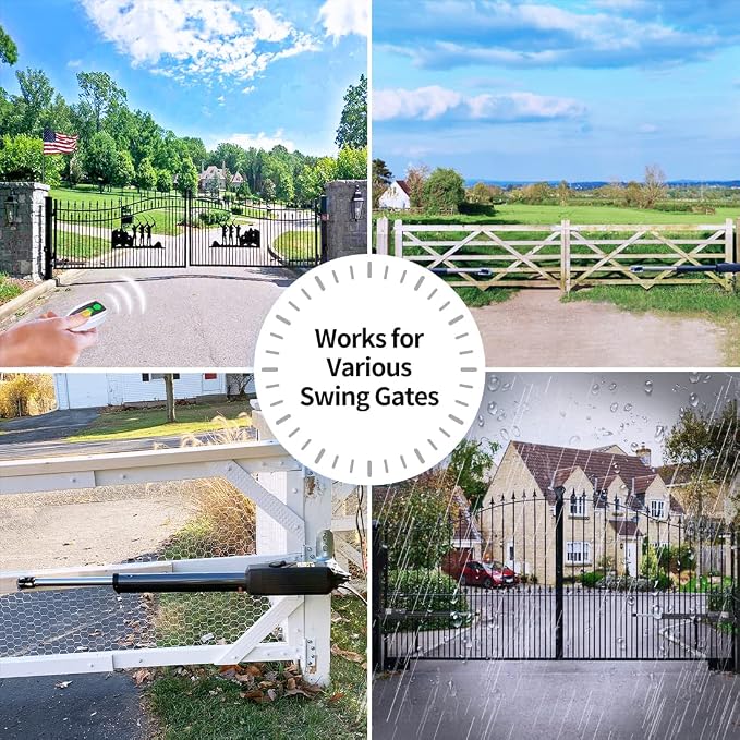 TOPENS PW302 Dual Swing Gate Opener Light Duty Automatic Gate Motor for Double Swing Gates Up to 12ft per Arm, Electric Driveway Gate Operator AC Powered with Remote Control Kit Solar Compatible