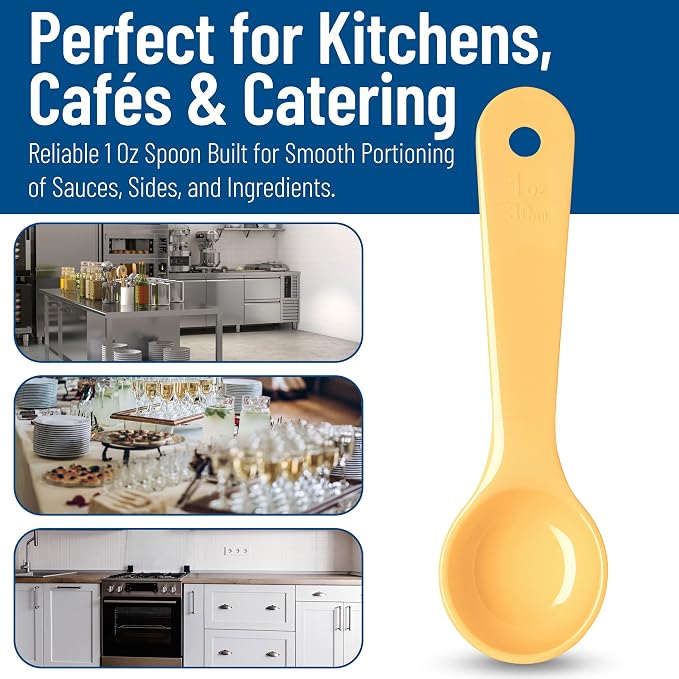 Carlisle FoodService Products 492104 Measure Miser Solid Measuring Spoon with Short Handle, 1 Ounce, Yellow