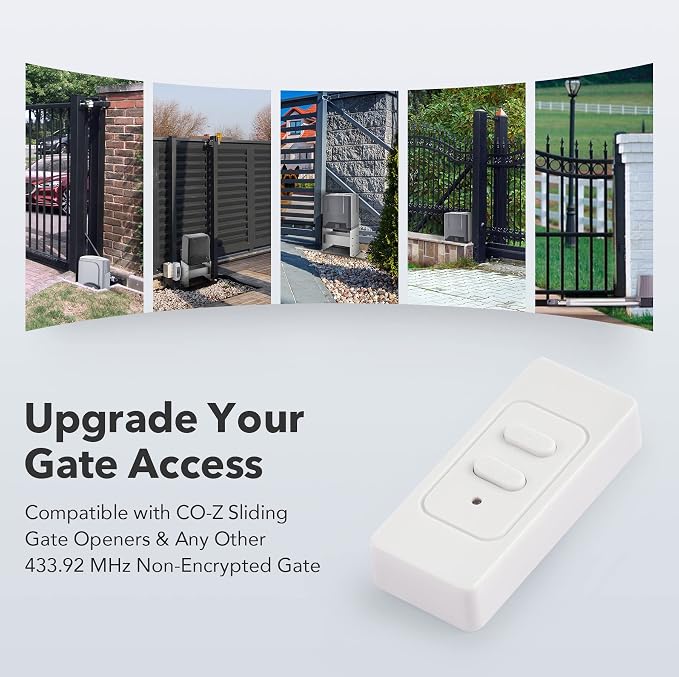CO-Z WWS1 Gate Opener Remote Control for Automatic Sliding Swing Gate Operator System, 433.92 Mhz Keypad Control for 2 Gates, Indoor Wall Mount Gate Control Keypad