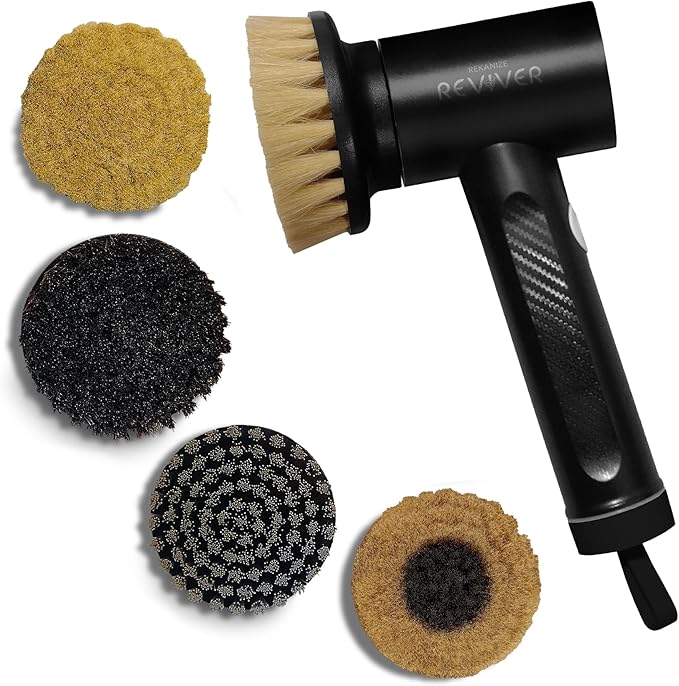 Reviver Handheld Electric Scrub Brush Made for Sneakers with 4 Premium Brushes, Built in Battery, USB-C Rechargeable