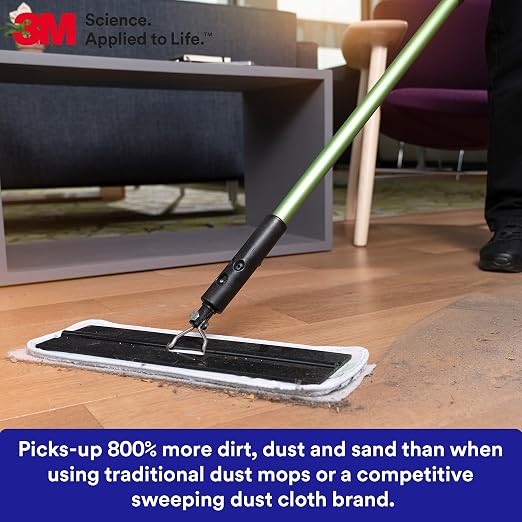 3M Easy Trap Sweep and Dust Sheets,1 Roll of 60 8" x 6" Sheets,Disposable Easy Sweep Floor Duster,Picks Up 8X More Dirt,Dust,Sand,Hair,Works on Dry or Wet Surfaces,Hardwood Floors,59152W,(Pack of 8)