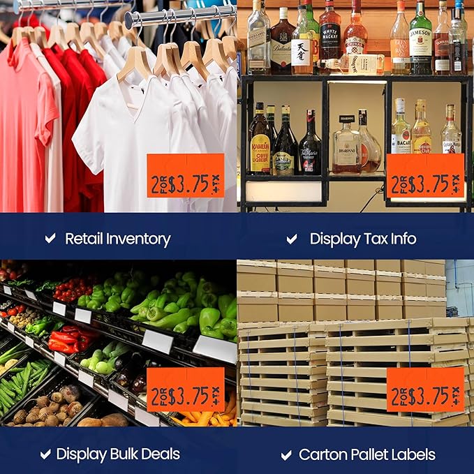 Pricing Labels for Monarch 1131 Fluorescent Red - 20,000 Labels w/ 8 Rolls Value Pack, 1 Sleeve - Made in USA